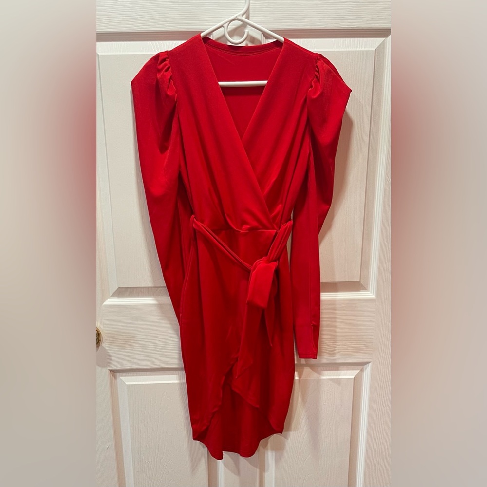 Elegant Red Wrap Dress